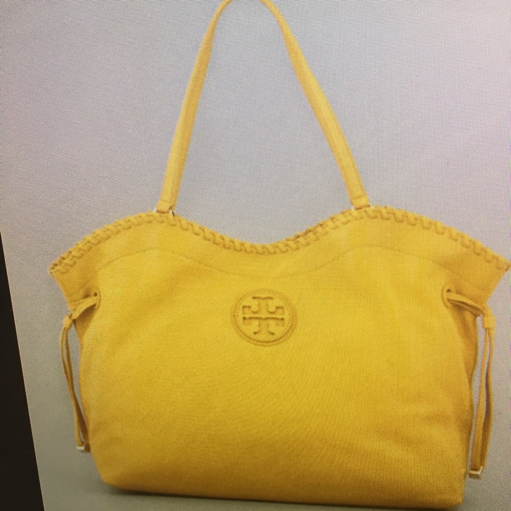 ISO TORY BURCH MARION EAST WEST TOTE IN YELLOW